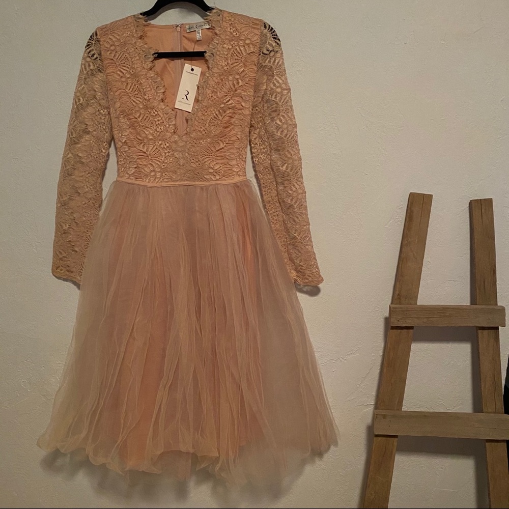 ASOS Rare London long sleeve tulle midi dress SZ 6